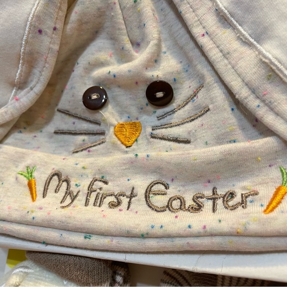 0-12 month baby “My First Easter” hat with booties gift set. Bunny ears - Picture 2 of 5